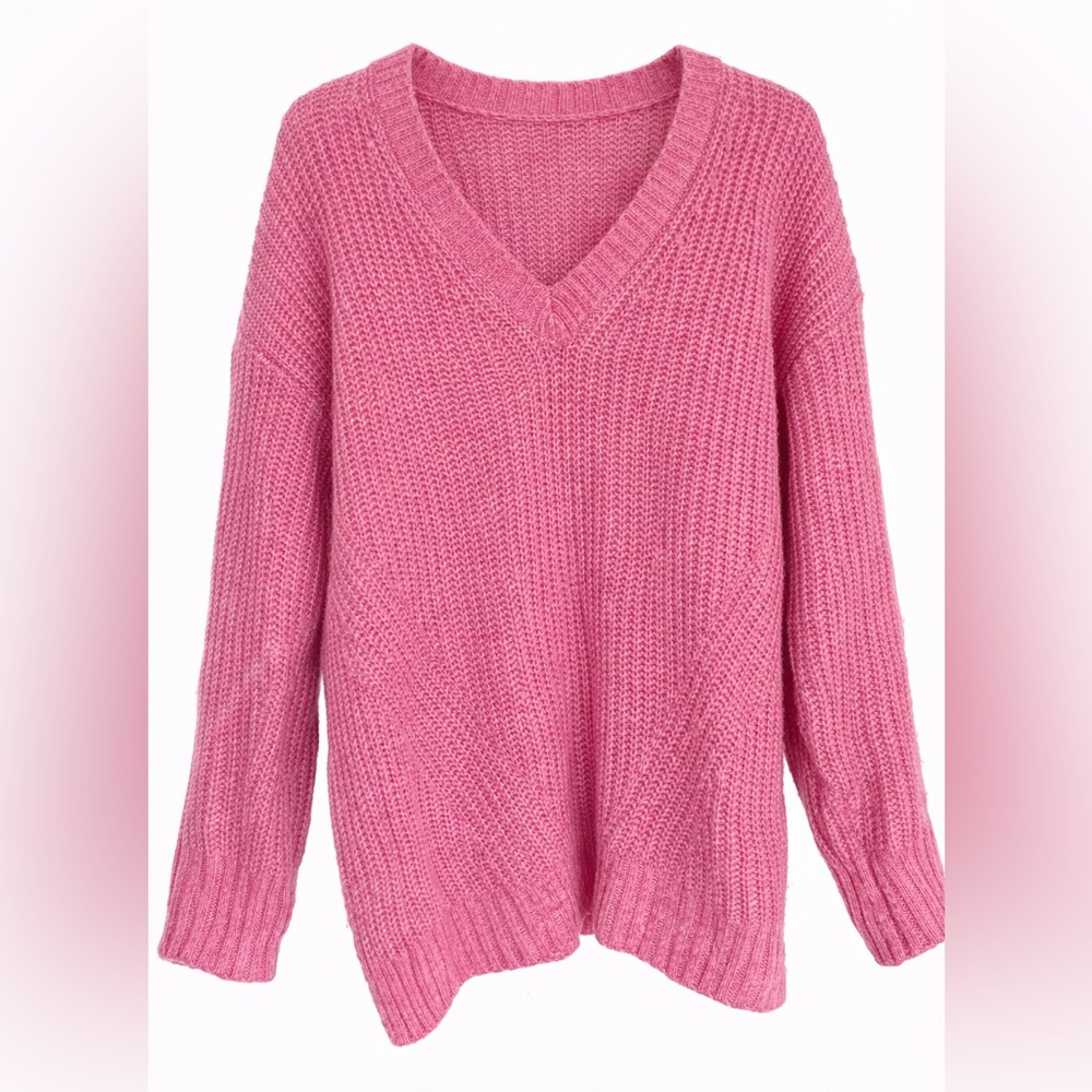 No Boundaries Pink Chunky Knit V-Neck Sweater | Size‎ XXL (19)